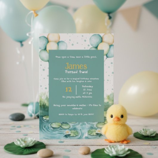 Duck Birthday Invitation • Watercolor Little Duck Kaart