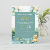 Duck Birthday Invitation • Watercolor Little Duck Kaart (Staand voorkant)