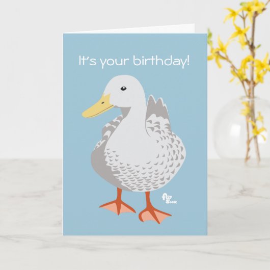 Duck Birthday Kaart (Gele Bloem)