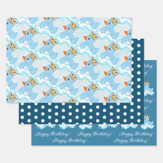 Duck (blauw) Birthday Party Wrapping Paper (Set)
