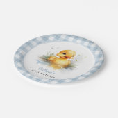 Duck Blue Gingham Verjaardagspapier Bord (Gekanteld)