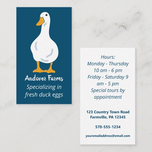 Duck Boerderij White Duck Navy Blue Visitekaartje (Voorkant / Achterkant)
