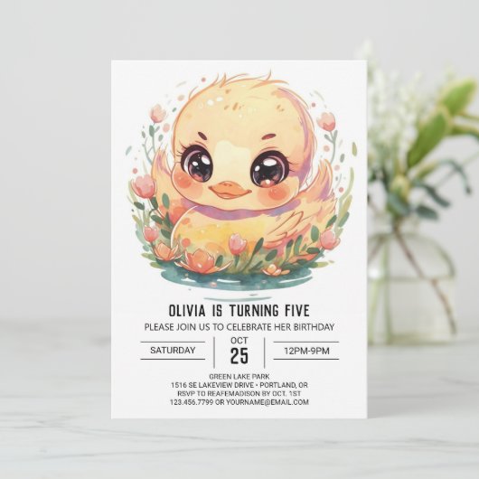 Duck Boho Verjaardag Kaart (Staand voorkant)