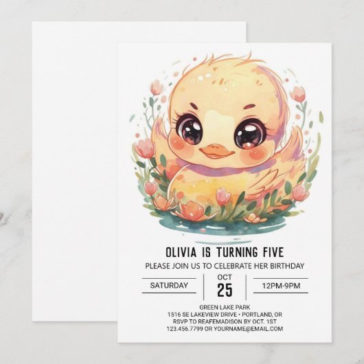 Duck Boho Verjaardag Kaart (Voorkant / Achterkant)