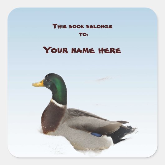 Duck Bookplate Vierkante Sticker (Voorkant)