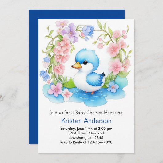 Duck Boy Baby shower Kaart (Voorkant / Achterkant)