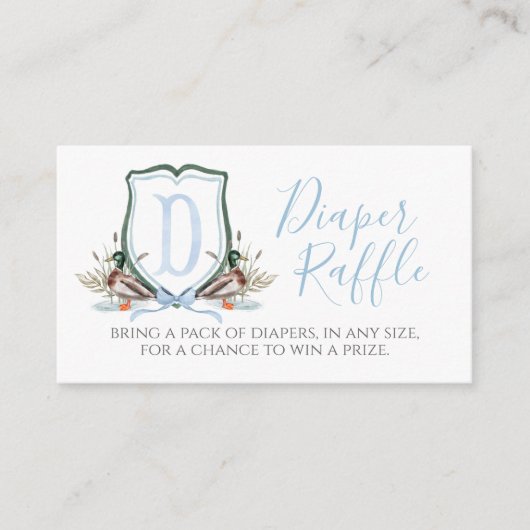 Duck Boy Baby shower Luier Raffle Informatiekaartje (Voorkant)