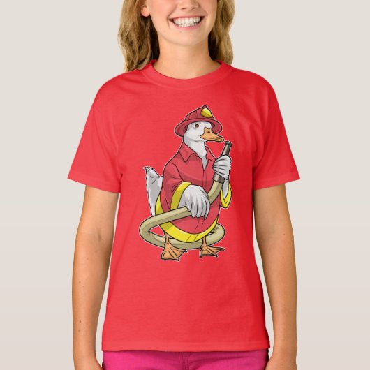Duck Brandweerman Brandweerslang Brandweer T-shirt (Voorkant)