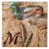 Duck Call Mallard Drake Hunt Monogram Display Tile Tegeltje (Voorkant)