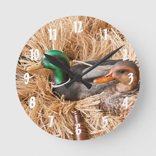 Duck Call Mallard Drake Hunters Wall Clock Ronde Klok (Voorkant)