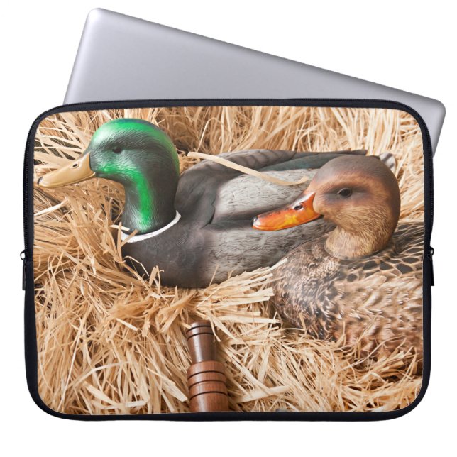 Duck Call Mallard Drake Hunting 15-inch Hoesje lap Laptop Sleeve (Voorkant)