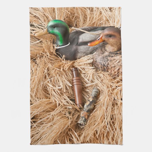 Duck Call Mallard Drake Hunting Kitchen Dish Towel Theedoek (Verticaal)