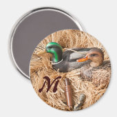 Duck Call Mallard Drake Monogram Initiaal Magnet (Voorkant / Achterkant)