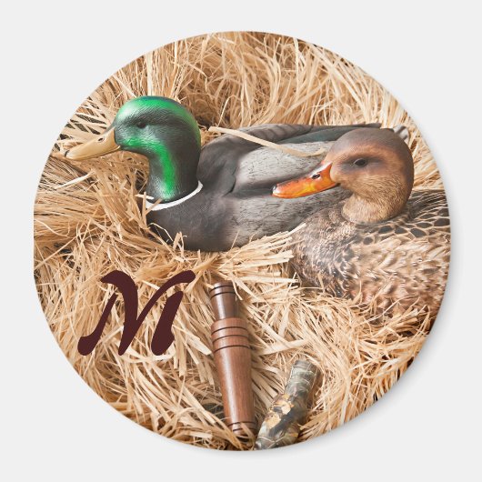 Duck Call Mallard Drake Monogram Initiaal Magnet (Voorkant)