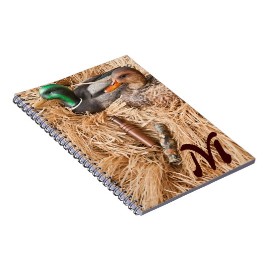 Duck Call Mallard Drake Monogram Initiaal Note Boo Notitieboek (Rechterzijde)