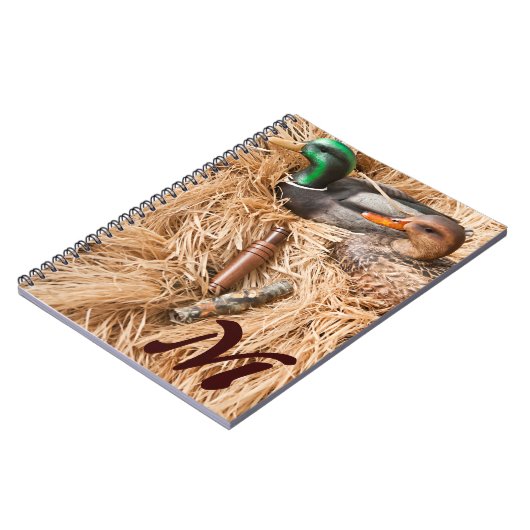 Duck Call Mallard Drake Monogram Initiaal Note Boo Notitieboek (Linkerzijde)