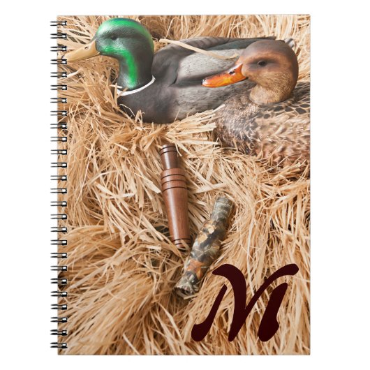 Duck Call Mallard Drake Monogram Initiaal Note Boo Notitieboek (Voorkant)