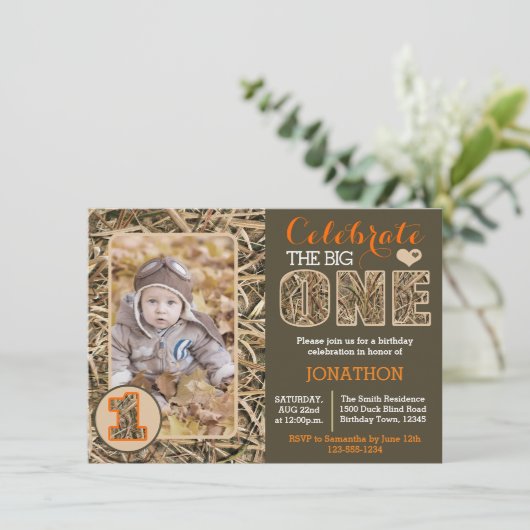 Duck Camo / Camouflage Eerste Verjaardag Party Kaart (Staand voorkant)