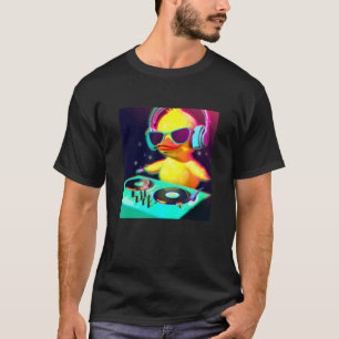Duck Chick DJ Party Club Disk Jockey Gif EDM Dance T-shirt