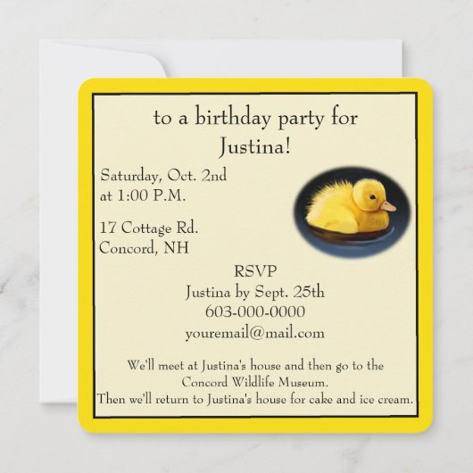 Duck Chick verjaardagsfeestje Kaart (Achterkant)