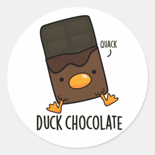 Duck Chocolate Funny Dark Chocolate Pun Ronde Sticker (Voorkant)