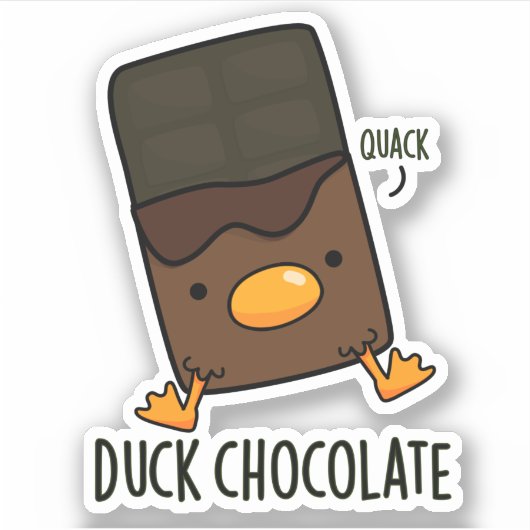 Duck Chocolate Funny Dark Chocolate Pun Sticker (Voorkant)
