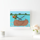 Duck Clock, Quack, Bathroom Decor Vierkante Klok (Huis)