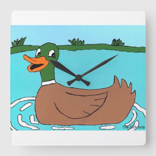 Duck Clock, Quack, Bathroom Decor Vierkante Klok (Voorkant)