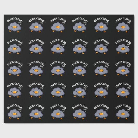 Duck Cloud Funny Weather Pun Dark BG Cadeaupapier (Vlak)