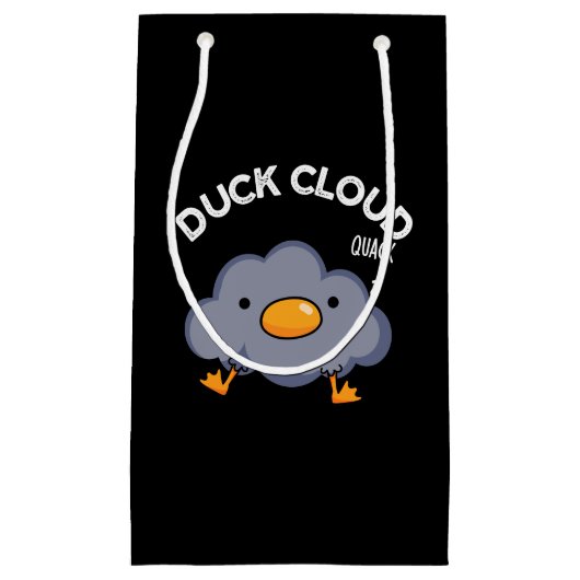 Duck Cloud Funny Weather Pun Dark BG Klein Cadeauzakje (Voorkant)