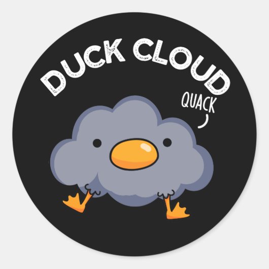 Duck Cloud Funny Weather Pun Dark BG Ronde Sticker (Voorkant)