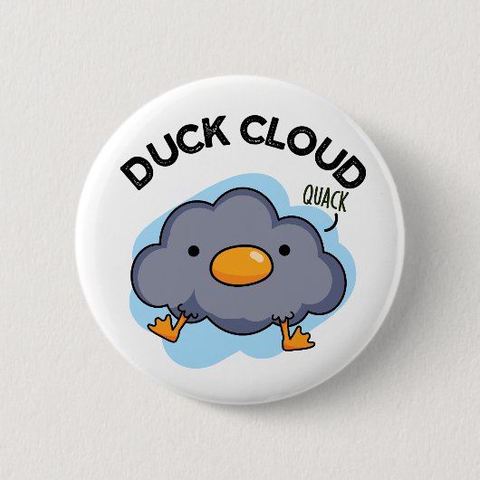 Duck Cloud Funny Weather Pun Ronde Button 5,7 Cm (Voorkant)