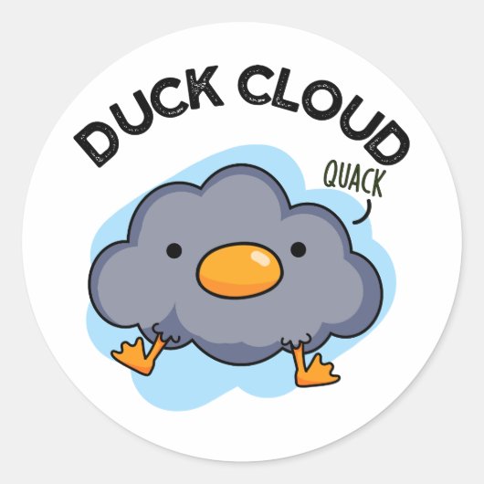 Duck Cloud Funny Weather Pun Ronde Sticker (Voorkant)