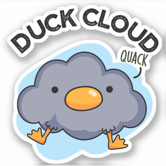 Duck Cloud Funny Weather Pun Sticker (Voorkant)