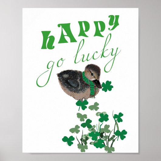 Duck Clover Happy Go Lucky St Patrick's Day Poster (Voorkant)