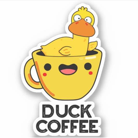 Duck Coffee Funny Drink Pun Sticker (Voorkant)