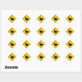 Duck Crossing Highway Sign Ronde Sticker (Vel)