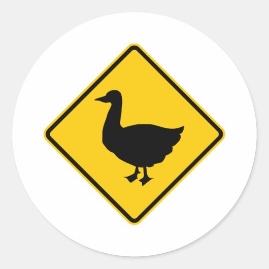 Duck Crossing Highway Sign Ronde Sticker (Voorkant)