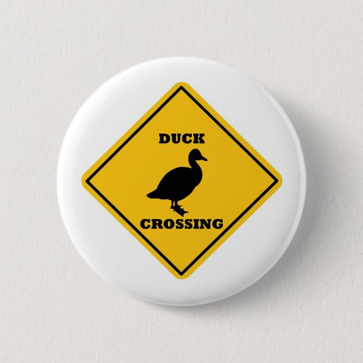 Duck Crossing Street Sign Ronde Button 5,7 Cm (Voorkant)