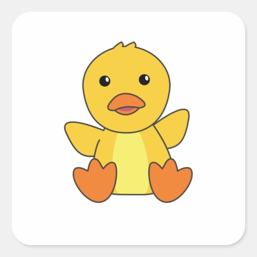 Duck Cute Ducks Ducklings Baby Bird Vierkante Sticker (Voorkant)