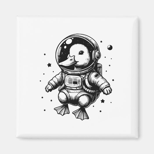 Duck Dad Mom Space - Astronaut Duck Magneet (Voorkant)