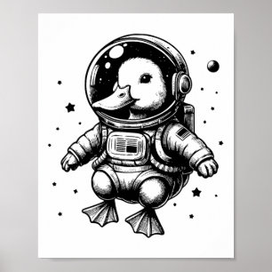 Duck Dad Mom Space - Astronaut Duck Poster