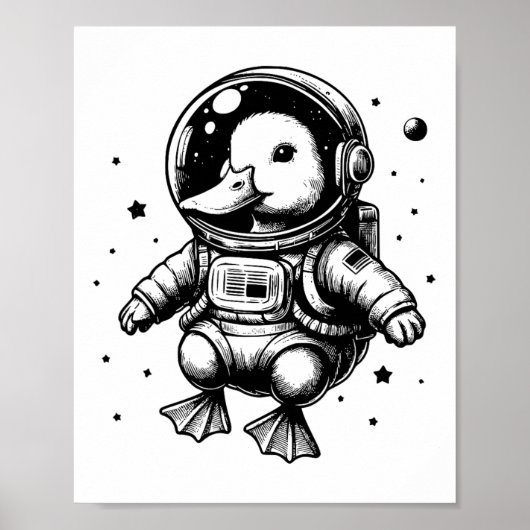 Duck Dad Mom Space - Astronaut Duck Poster (Voorkant)