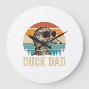 Duck Dad Vintage Gravure Retro Zonsondergang T-shi Grote Klok