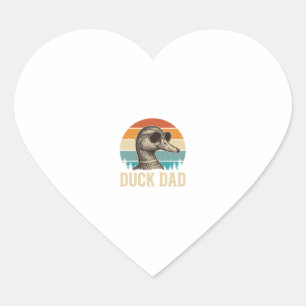 Duck Dad Vintage Gravure Retro Zonsondergang T-shi Hart Sticker