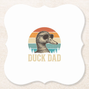 Duck Dad Vintage Gravure Retro Zonsondergang T-shi Kartonnen Onderzetters