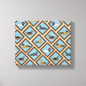  Duck Decoys ingelijst in Diamond Shapes Canvas Afdruk (Voorkant)
