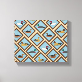  Duck Decoys ingelijst in Diamond Shapes Canvas Afdruk