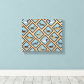  Duck Decoys ingelijst in Diamond Shapes Canvas Afdruk (Insitu (Houten vloer))