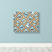  Duck Decoys ingelijst in Diamond Shapes Canvas Afdruk (Insitu (Houten vloer))